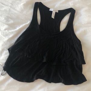 black ruffle tank